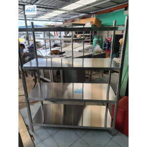 ชั้นวางสแตนเลส แผ่นทึบ  เกรดส่งออกยุโรป อเมริกา ขนาด 150 x 50 x155 cm รับน้ำหนัก240kg